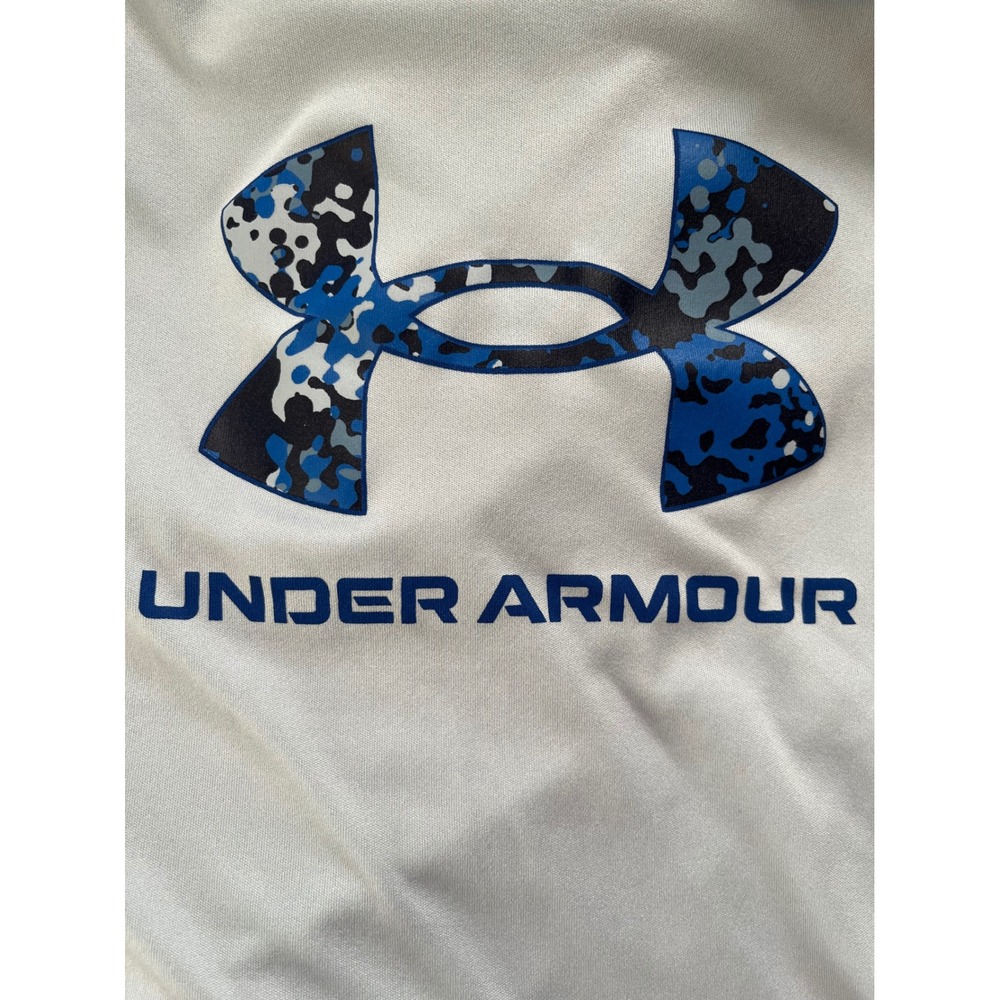 Under Armour Kids light Blue Camo Logo Tech Tee Shirt Loose Fit Youth Large YL